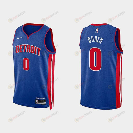 Detroit Pistons 0 Jalen Duren 2022-23 Icon Edition Royal Men Jersey