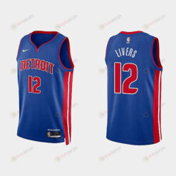 Detroit Pistons 12 Isaiah Livers 2022-23 Icon Edition Royal Men Jersey