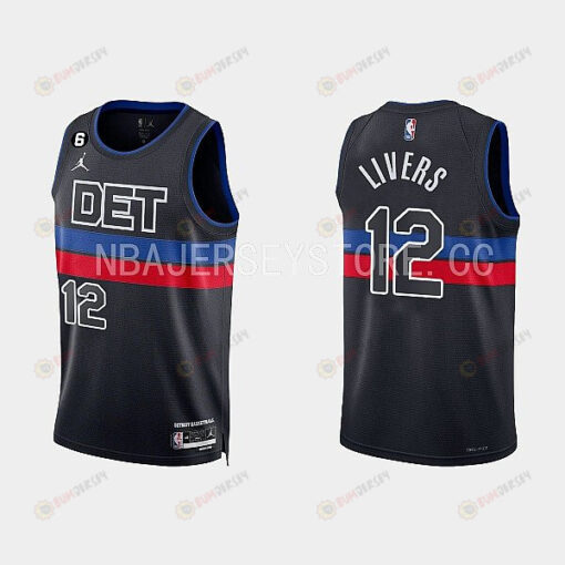 Detroit Pistons 12 Isaiah Livers 2022-23 Statement Edition Black Men Jersey