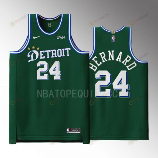 Detroit Pistons 24 Jules Bernard Green Men Jersey 2022-23 City Edition