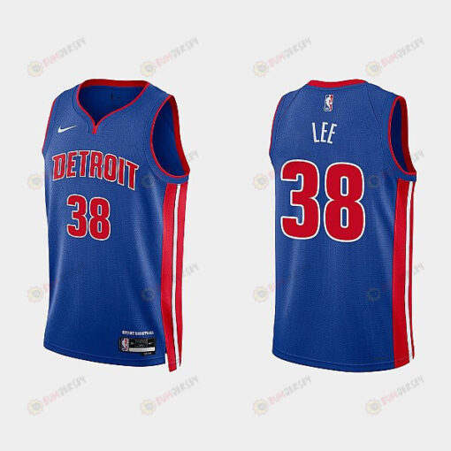 Detroit Pistons 38 Saben Lee 2022-23 Icon Edition Royal Men Jersey