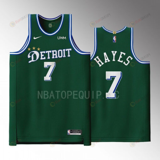 Detroit Pistons 7 Killian Hayes Green Men Jersey 2022-23 City Edition