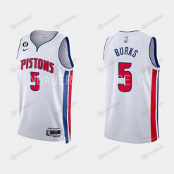 Detroit Pistons Alec Burks 5 2022-23 Association Edition White Men Jersey Swingman