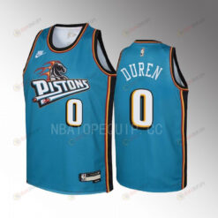 Detroit Pistons Jalen Duren 0 Classic Edition Teal Youth Jersey Swingman
