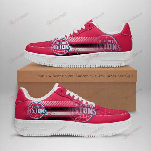 Detroit Pistons Logo Stripe Pattern Air Force 1 Printed In Red