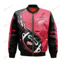 Detroit Red Wings Bomber Jacket 3D Printed Flame Ball Pattern