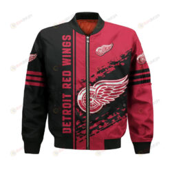 Detroit Red Wings Bomber Jacket 3D Printed Logo Pattern In Team Colours