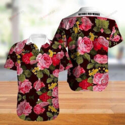 Detroit Red Wings Floral Curved Hawaiian Shirt Summer Vibes