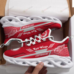 Detroit Red Wings Logo Pattern Custom Name 3D Max Soul Sneaker Shoes In Red