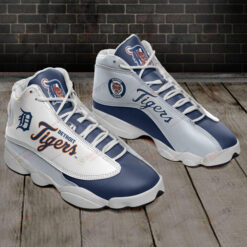 Detroit Tigers Air Jordan 13 Shoes Sneakers In White And Blue