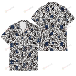 Detroit Tigers Black And White Hibiscus Leaf White Background 3D Hawaiian Shirt