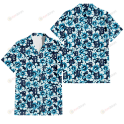 Detroit Tigers Blue Line White Hibiscus Black Background 3D Hawaiian Shirt