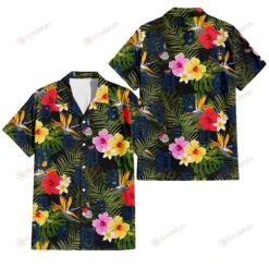 Detroit Tigers Colorful Hibiscus Green Leaf Back Background 3D Hawaiian Shirt