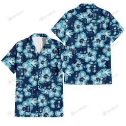 Detroit Tigers Dark Turquoise Hibiscus Navy Background 3D Hawaiian Shirt