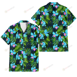 Detroit Tigers Electro Color Hibiscus Black Background 3D Hawaiian Shirt