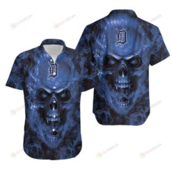 Detroit Tigers Fan Skull Curved Hawaiian Shirt