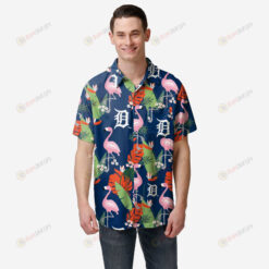 Detroit Tigers Floral Button Up Hawaiian Shirt