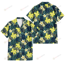 Detroit Tigers Hibiscus Green Palm Leaf Black Background 3D Hawaiian Shirt