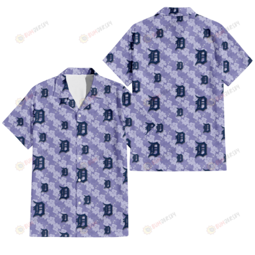 Detroit Tigers Light Purple Hibiscus Pattern Stripe Powder Purple 3D Hawaiian Shirt