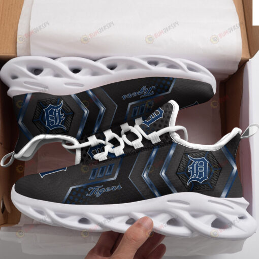 Detroit Tigers Logo Pattern 3D Max Soul Sneaker Shoes In Black