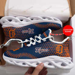 Detroit Tigers Logo Triangle Pattern Custom Name 3D Max Soul Sneaker Shoes