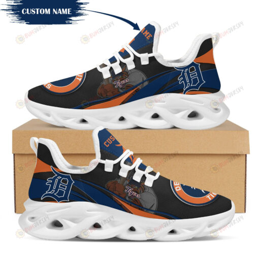 Detroit Tigers Mascot Logo Pattern Custom Name 3D Max Soul Sneaker Shoes