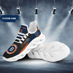 Detroit Tigers Mascot Logo Shadow Pattern Custom Name 3D Max Soul Sneaker Shoes