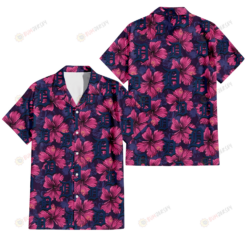 Detroit Tigers Plum Vilolet Hibiscus Dark Navy Leaf Black 3D Hawaiian Shirt