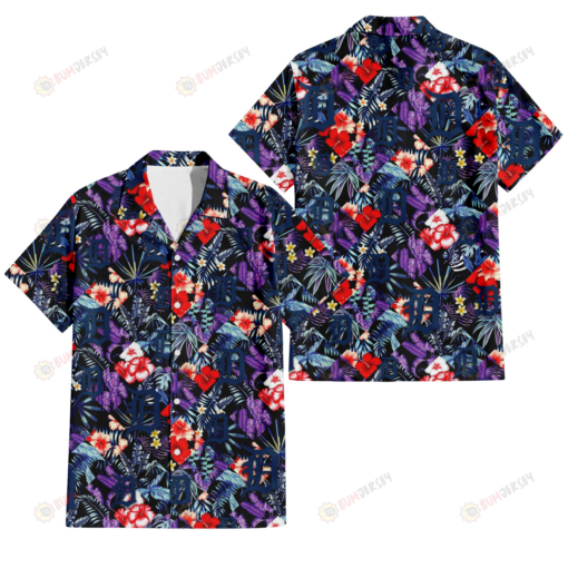 Detroit Tigers Red Hibiscus Caro Black Background 3D Hawaiian Shirt