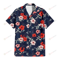 Detroit Tigers Red Pink White Hibiscus Black Background 3D Hawaiian Shirt