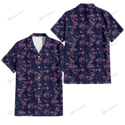 Detroit Tigers Thistle Sketch Hibiscus Dark Slate Blue Background 3D Hawaiian Shirt