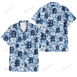 Detroit Tigers White Hibiscus Light Blue Texture Background 3D Hawaiian Shirt