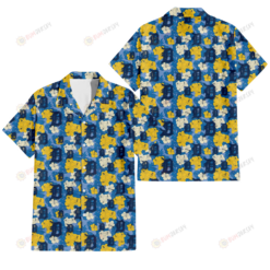 Detroit Tigers Yellow White Hibiscus Powder Blue Background 3D Hawaiian Shirt