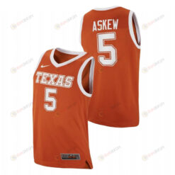 Devin Askew 5 Texas Longhorns College Basketball 2023 Top Transfers Men Jersey - Orange