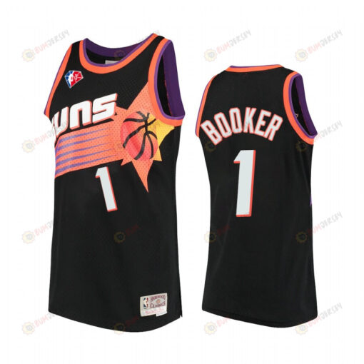 Devin Booker 1 Phoenix Suns 75th Anniversary Logo Black Jersey Throwback