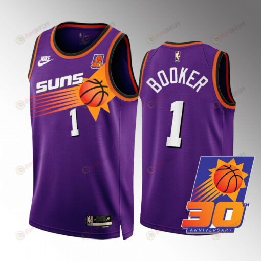 Devin Booker 1 Phoenix Suns Purple Jersey 30th Anniversary Classic Edition