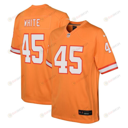 Devin White 45 Tampa Bay Buccaneers Throwback Game Youth Jersey - Orange