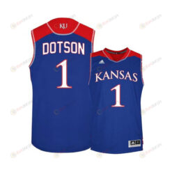 Devon Dotson 1 Kansas Jayhawks Basketball Men Jersey - Blue
