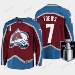 Devon Toews 7 Colorado Avalanche 2022 Stanley Cup Finals Burgundy Jersey Home