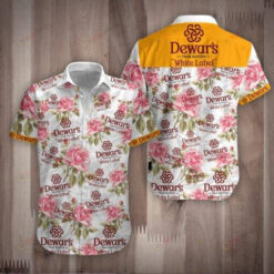 DewarS Roses Curved Hawaiian Shirt In White And Yellow