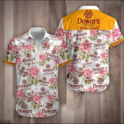 Dewars Pink Flower Pattern Curved Hawaiian Shirt