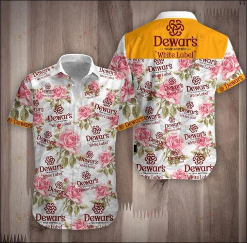 Dewars Pink Flower Pattern Curved Hawaiian Shirt