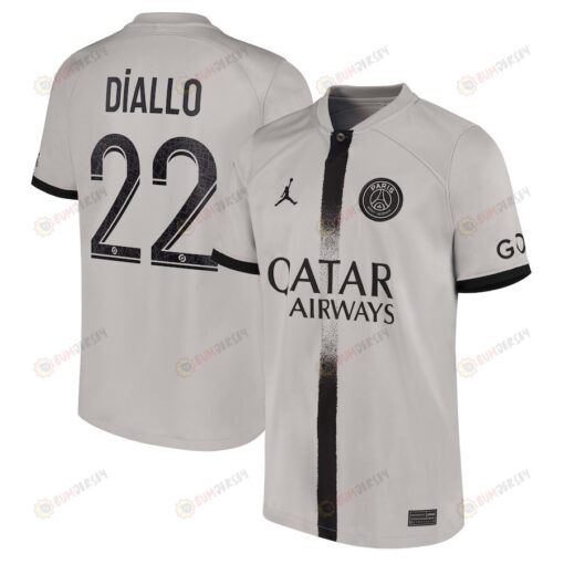 Diallo 22 Paris Saint-Germain Youth 2022/23 Away Player Jersey - Black