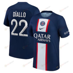 Diallo 22 Paris Saint-Germain Youth 2022/23 Home Player Jersey - Blue