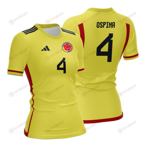 Diana Ospina 4 Colombia 2023 Women Home Jersey - Yellow - All Over Printed Jersey