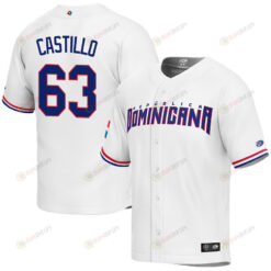 Diego Castillo 63 Dominican Republic Baseball 2023 World Baseball Classic Jersey - White