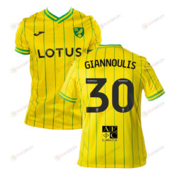 Dimitris Giannoulis 30 Norwich City 2022-23 Home Jersey - Yellow