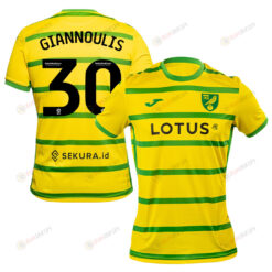 Dimitris Giannoulis 30 Norwich City 2023/24 Home Men Jersey - Yellow