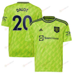 Diogo Dalot 20 Manchester United Youth 2022/23 Third Player Jersey - Neon Green