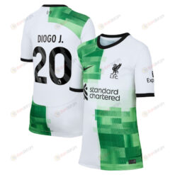 Diogo Jota 20 Liverpool 2023/24 Away Youth Jersey - White